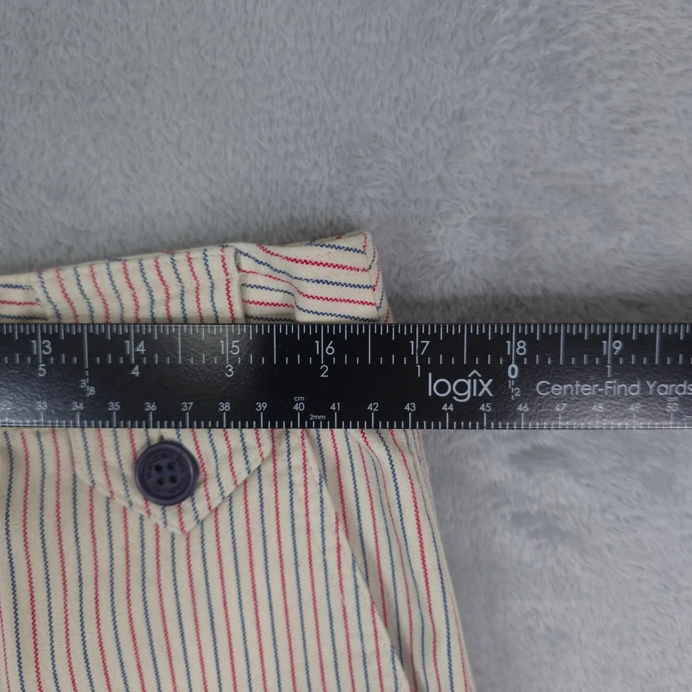 Bandolino Capri Pants Womens 10 White Red Blue Striped Cuffed Stretch Nautical